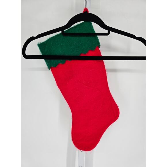 VINTAGE SANTA'S BEST DOWN THE CHIMNEY CHRISTMAS RED FELT STOCKING 15" - Picture 2 of 2